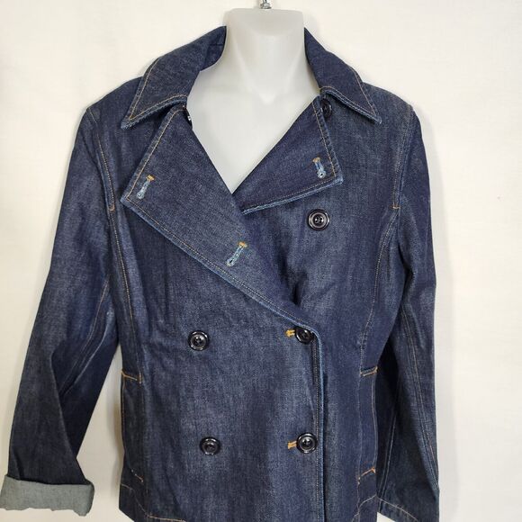 The Limited Womens Jacket Denim Jean Small Double Breasted Blue Cotton Casual - Picture 3 of 8